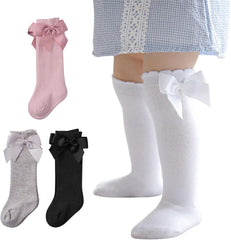 Zando Baby Girl Cotton Knee High Socks - Cute Ruffle Socks for Toddler Girls, Infant Uniform Stockings Seamless