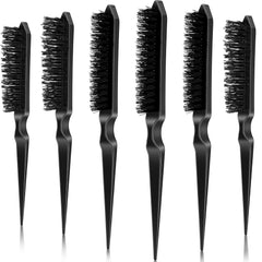 Yaomiao 6 Pcs Nylon Rat Tail Brush Set for Women - Three Row Salon Brushes for Back Combing, Root Volumizing, and Scalp Massage