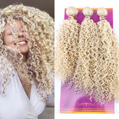 Kinky Curly Hair Bundles 16 18 20 Inches 3 Pieces One Pack Quick Weave Hair Bundles Soft Curly Synthetic Hair Extensions for Women(Color 2)