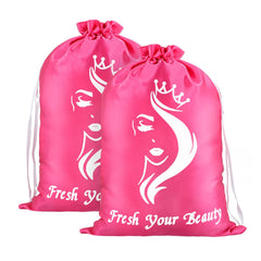 2PCS Satin Wig Bags Storage for Multiple Wigs Soft Silky Pouches with Drawstring Hair Packaging Bags for Wigs, Bundles,Hair Extensions,Tools, business gift bags (Black)