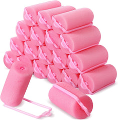 Geyoga 18 Pieces Sponge Hair Rollers Large Soft Foam Hair Styling Curlers Large Size Hairdressing Curlers for Women(Pink,1.6 x 2.8 Inches)
