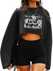 Remidoo Women's Casual Cropped Sweatshirt Long Sleeve Crop Top Crewneck Pullover Shirt