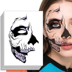 Halloween Skeleton Ghost Tattoo, Face Temporary Tattoos Face Temporary Tattoo Sticker for Women Halloween Makeup Transfer Fake Face Tattoos for Halloween Masquerade Carnival Party Photography