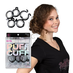 PuffCuff | Junior 3" Hair Clamp | For All Natural Thick, Curly, Kinky, Textured, Locs, or Braided Hair | Painless, Damage-Free Styling Tool | Black | 1 Piece