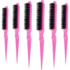 Yaomiao 6 Pcs Nylon Rat Tail Brush Set for Women - Three Row Salon Brushes for Back Combing, Root Volumizing, and Scalp Massage