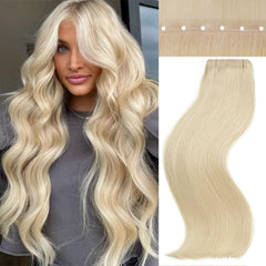Twin Tab Butterfly Genius Weft Human Hair Extensions Latest Double Invisible Real 100% Remy Human Hair OVO Weft with Micro Bead Simulated Scalp Hair Extensions 100g 7ps 18 Inch Brown Highlight