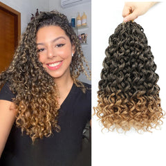 Pre looped Gogo Curl Crochet Hair 12 Inch 8 Packs Pre twisted Short Curly Crochet Hair for Black Women Ocean Wave Braiding Hair Water Wave Deep Braiding Hair (12 inch 1B)