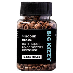 Big Kizzy 1000pcs Brown Silicone Lined Microlink Beads for Weft Hair Extensions, 5.0mm for invisible extension application