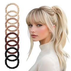 8Pcs Silk Scrunchies Hair Ties for Women & Girls, Mulberry Silk Scrunchies No-Damage Thin Satin Ponytail Holders for Hair Care