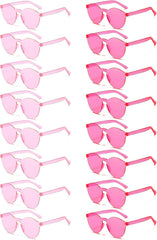 Matcheck 16 Round Shaped Rimless Sunglasses Transparent Candy Colored Glasses Clear Party Eyewear for Women