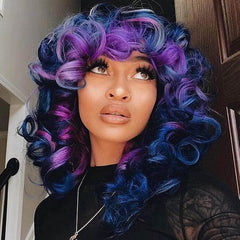 andromeda Curly Wigs for Black Women Soft Black Short Curly Wig with Bangs Afro Loose Curls Heat Resistant Synthetic Wig for African American Women (Black)