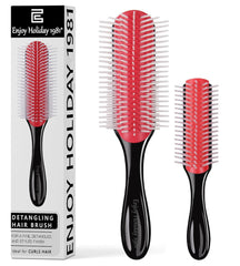Hair Brush for Women Men Curly Wet or Dry Hair Classic Detangling Brushes 7 Row for Natural Thick Hair, Blow Styling Separating, Shaping Defining Curls Tools Travel Bristle Black Hairbrush