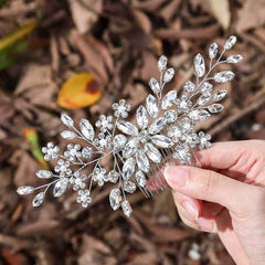 Unsutuo Crystal Bride Wedding Hair Comb Silver Rhinestone Flower Bridal Hair Pieces Pearl Wedding Hair Accessories for Women and Girls… (Gold)