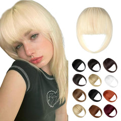 Bangs Hair Clip in Bangs, Fake Bangs Natrual Clip in Hair Extensions, Easy to Use Faux Bangs Clip on Bangs, French Bangs Fringe with Temples Hairpieces Curved Bangs for Daily Wear