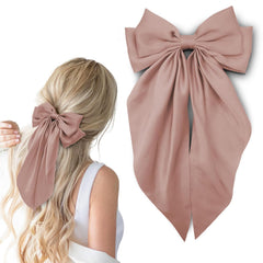 Hair Bows for Women, 2Pcs Royal Blue Bow Hair Clips for Girls, Silky Satin Hair Bows Clips Long Tail, Large Hair Barrettes Cute Aesthetic Hair Accessories