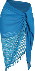 ZAFUL Metallic Shiny Short Sarong Coverups for Women Semi Sheer Bathing Suit Wrap Swimsuit Skirt Beach Bikini Cover Up