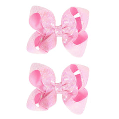 2 PCS Enchanting 5-Inch Fairy Fashion Bow Hairpin: Multicolor Option Sequins Hair Clip for Kids and Teenage Girls (Rainbow)