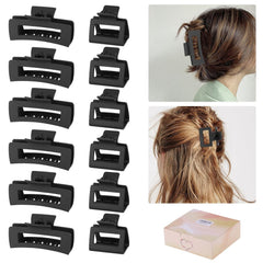 12 Pcs Rectangle Hair Clips, Hair Accessories for Women and Girls, Including 6 Pcs 4 Inch Large Claw Clips for ThickHair and 6 Pcs 2 inch Small Claw Clips for ThinHair (Neutral)