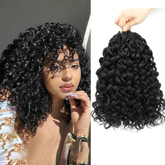 Pre looped Gogo Curl Crochet Hair 12 Inch 8 Packs Pre twisted Short Curly Crochet Hair for Black Women Ocean Wave Braiding Hair Water Wave Deep Braiding Hair (12 inch 1B)