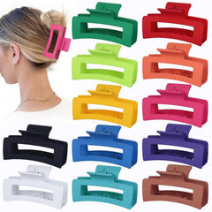 12 Pcs Medium Hair Clips, 3.5 Inch, Colorful - Hair Clips for Thick and Thin Hair, Square Claw Clips, Jaw Clips, Bulk Hair Accessories for Women and Girls