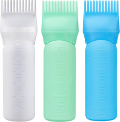 Cosywell Root Comb Applicator Bottle 6 Ounce Hair Dye Applicator Brush 3 Pack for Hair Root Comb Color with Graduated Scale(Pink White Purple)