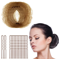 Zonon Hair Nets 50Pcs Invisible Elastic Edge Mesh, 50cm Individual Package, for Women Bun Suitable Occasions, with 40Pcs U Shaped Pins, Black