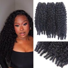Burmese Curly Bundles Human Hair 18 20 22 Inches 100% Unprocessed Quick Weave 3c4a Water Wave with Spiral Curly End Real Human Hair Extensions Natural Black