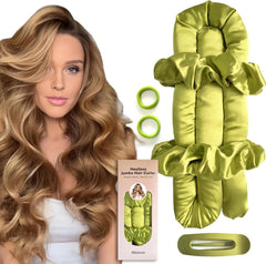 Jumbo Heatless Hair Curler Set-Satin Heatless Curls Overnight, Jumbo Curling Rod Headband, No Heat Curlers to Sleep in (Brown)