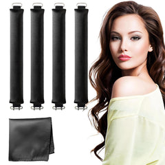 Heatless Curls Overnight, Heatless Hair Curlers to Sleep in Hair Rollers for Women No Heat Flexi Overnight Blowout Rods Soft Curling Rods for Long Hair Styling Tools - 5Pcs Brown