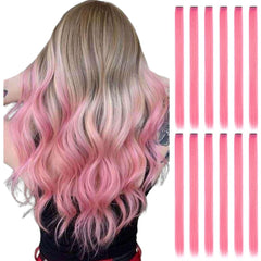 Colored Hair Extensions Clip in for Kids Girls Women, 22 inch Straight, 12 pieces Blue