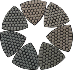 Diamond Triangle Polishing Pad, 80mm Resin Bond Hook and Loop Backing Pad for Granite Concrete Marble Stone, Grit 3000, 7PCS