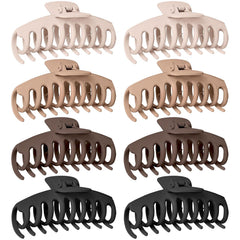 TOCESS Hair Claw Clips for Women – Large Clips for Thin Thick Hair Big Neutral Claw for Curly Hair Matte Nonslip Strong Hold 4.33 Inch Jumbo Claws Jaw Set (8 Pcs)