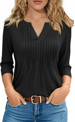 FreshNight 3/4 Lenght Sleeve Womens Tops Summer Tops for Women V Neck Blouses Dressy Casual 2025 Trendy