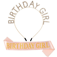 AOPRIE Birthday Girl Crown for Women with Sash Silver Colorful Tiara for Women Headband Princess Crown Rhinestone Happy Birthday Accessories