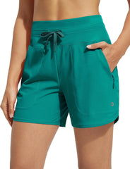 baleaf Women's 5" Swim Board Shorts High Waisted Quick Dry UPF 50+ Swimsuit Swimming Bottoms with Boxer Liner Zipper Pockets