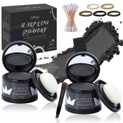 2 Pack Hairline Powder for Women and Men, Used to Root Touch Up Hair Color, Thinning and Gray Hair Coverage and Bald Spots Coverage, Black