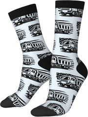 Dump Truck Usa Flag Socks For Men Women Outdoor Sports Running Hiking Wicking Crew Socks