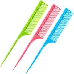 Leinuosen 3 Pack Rat Tail Combs Fine Tooth Parting Tip for Women Carbon Fiber Heat Resistant Anti Static Teasing for Back Combing Root Teasing Adding Volume Evening Styling(Black)