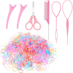 1000Pcs Elastic Clear Hair Bands, Rubber Band Cutter, Topsy Tail Styling Tools, Girls' Christmas Accessories Gift Set