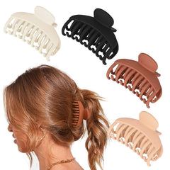 DEEKA Double Row Teeth Hair Clips Small Claw Clips for Thin Hair 4 Pack 1.6" Medium Matte Non-slip Short Hair Accessories for Women and Girls