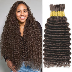 Human Braiding Hair for Boho Braids 150g 6 Bundles/Pack 20 Inch Deep Wave Bundles Human Hair Curly Boho Hair for Braiding 12A Bulk Braiding Hair Wet and Wavy Natural color