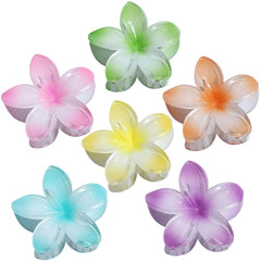 Flower Hair Clips for Women 6 Pcs Hawaiian Large Claw Clips Plumeria Medium Hair Claw Clips for Thick Thin Hair Hibiscus Tropical Beach Hair Accessories for Women Girls and Girls (ABS)