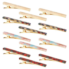 Cobahom 6 Pack Leopard Print Tortoise Shell Metal Hair Pins, Duck Teeth Hair Clips for Styling Women's Hair 2.36 Inch
