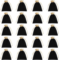 HARFINGTON 20pcs Flocked Cloth Drawstring Bag 3.1 x 3.9 Inch Jewelry Flocked Pouches Gift Bags for Wedding Party Favor Candy Jewelry Packaging Organizing Storage, Gold Red