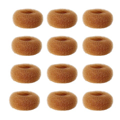 12 Pcs Small Hair Bun Maker, Small Hair Donut Set for Kids Girls Women, Hair Donut Bun Maker Tool for Short and Thin Hair Crown Shapers Accessories (Size S/ 2.3 Inch, Light Brown)