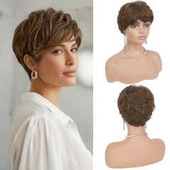 Haloo Blonde Pixie Wigs for Women - Short Natural Layered Haircut Synthetic Heat Resistant Hair Wig for Daily Costume