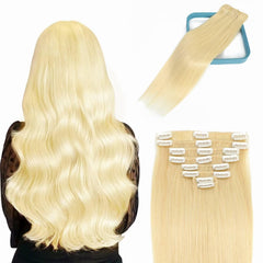 LORIEN Clip in Hair Extensions Real Human Hair, 18 Inch 100g/3.6oz, 1B Natural Black, Clip in 100% Brazilian Remy Human Hair Extensions 8pcs Per Set with 18 Clips Double Weft