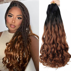 French Curl Braiding Hair,24 Inch Loose Wavy Braiding Hair Pre stretched 8 Pack Bouncy Curly Hair Extensions 75g/Pack French Curls Synthetic Hair Extensions T30