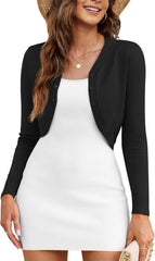 OmicGot Women's Cropped Cardigan Sweaters Long Sleeve Open Front Bolero Shrugs for Dresses S-XL
