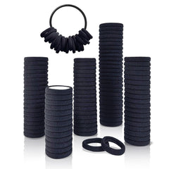 Soft Hair Ties, Black Cotton Seamless Hair Tie with Free Organizer Ring, Premium Hair Bands for Women, Men and Girls (120, BLACK)